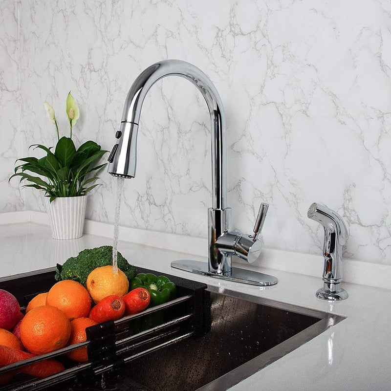 Houtingmaan Kitchen Sprayer Chrome Faucet Side Sink Attachment With Spray Head and Hose, Water Spray Head Replacement - Image 4